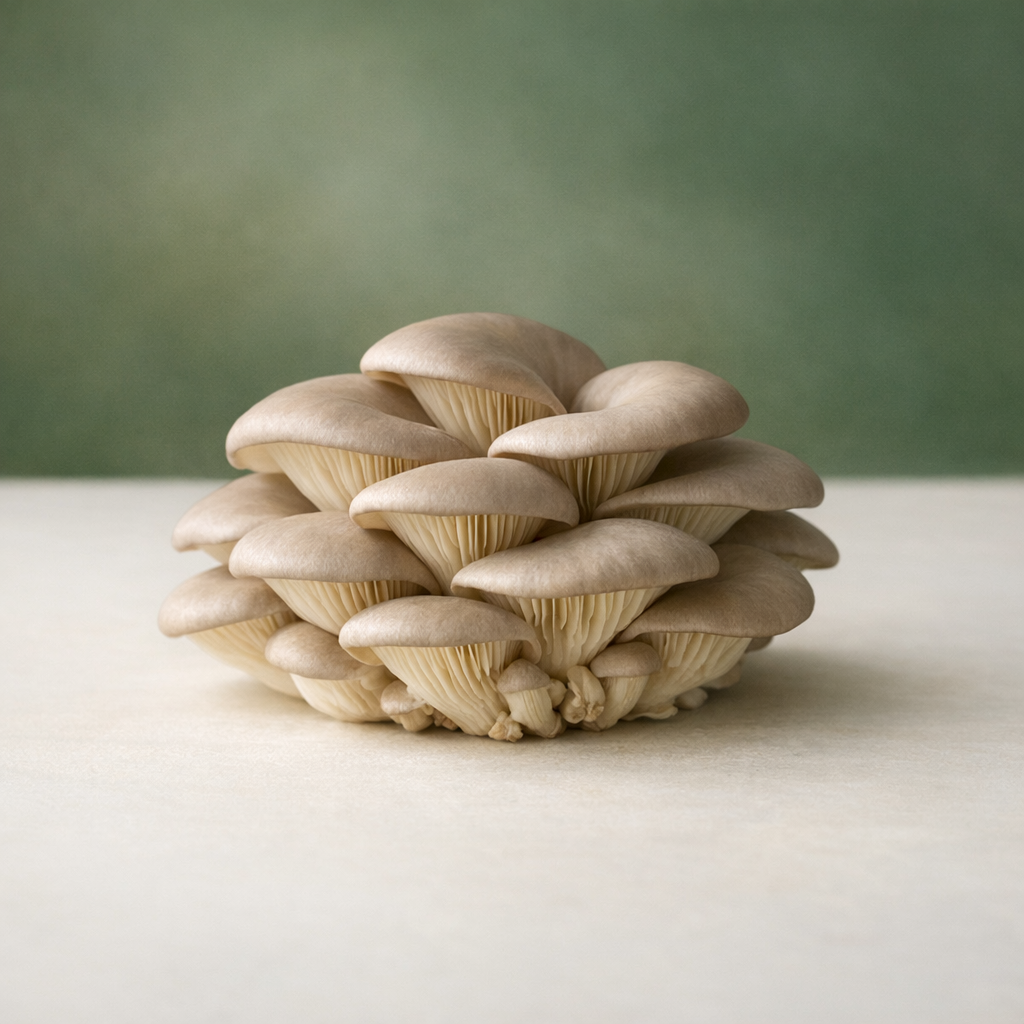 Cluster of pearl oyster mushrooms